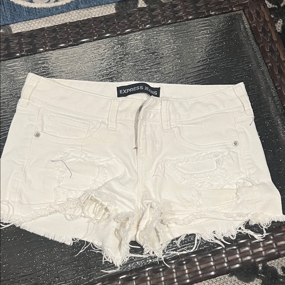 White Distressed Women Shorts